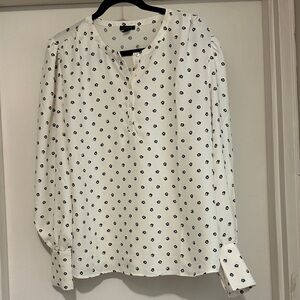 Ann Taylor White Blouse with Black Dots